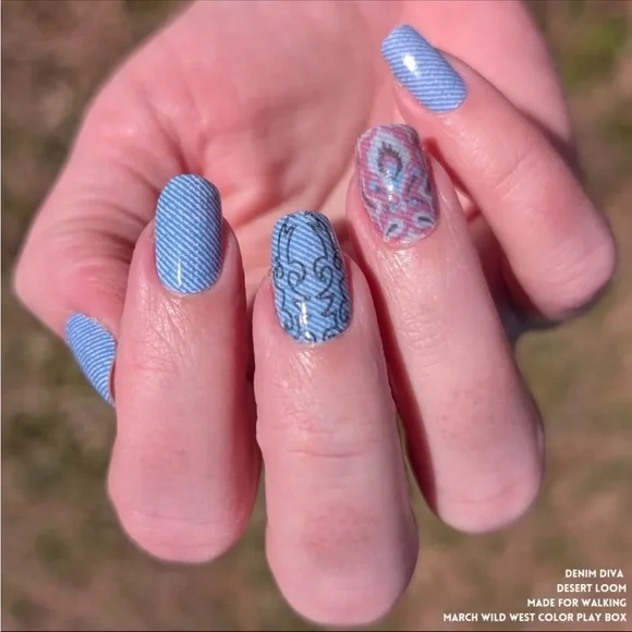 *Exclusive* Color Street: Denim Diva | Light Blue Jeans Twill Western Cowboy - Picture 12 of 13